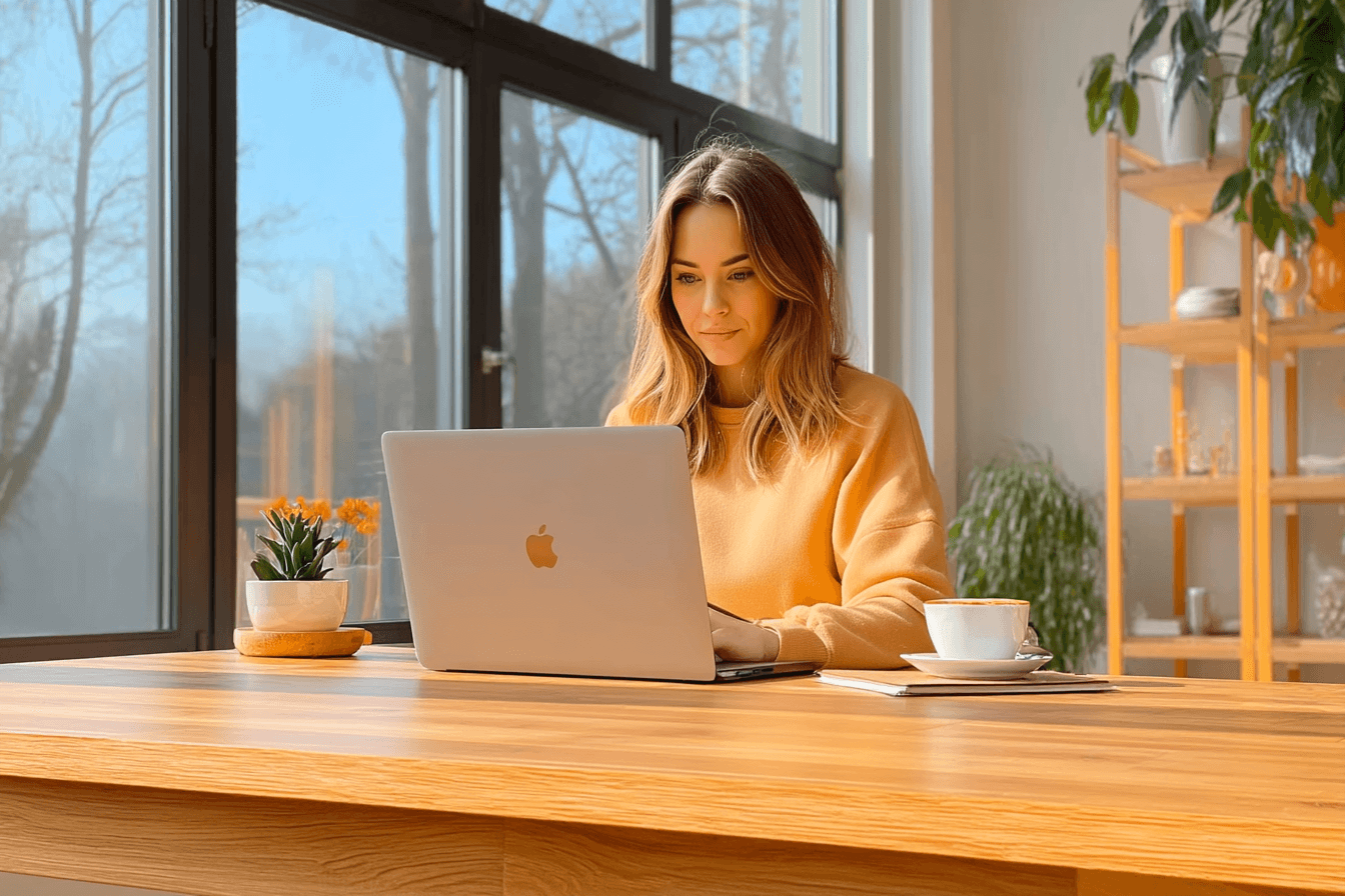 Angestellte während der Arbeit am Laptop